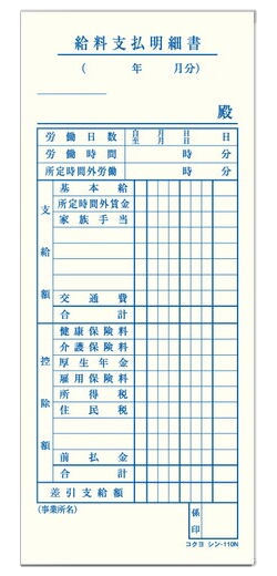 給料支払明細書 シン-110N