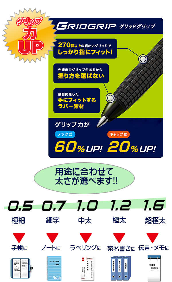 スーパーグリップG キャップ式 1.6mm 超極太 黒 P-BSGC-10BB-BB